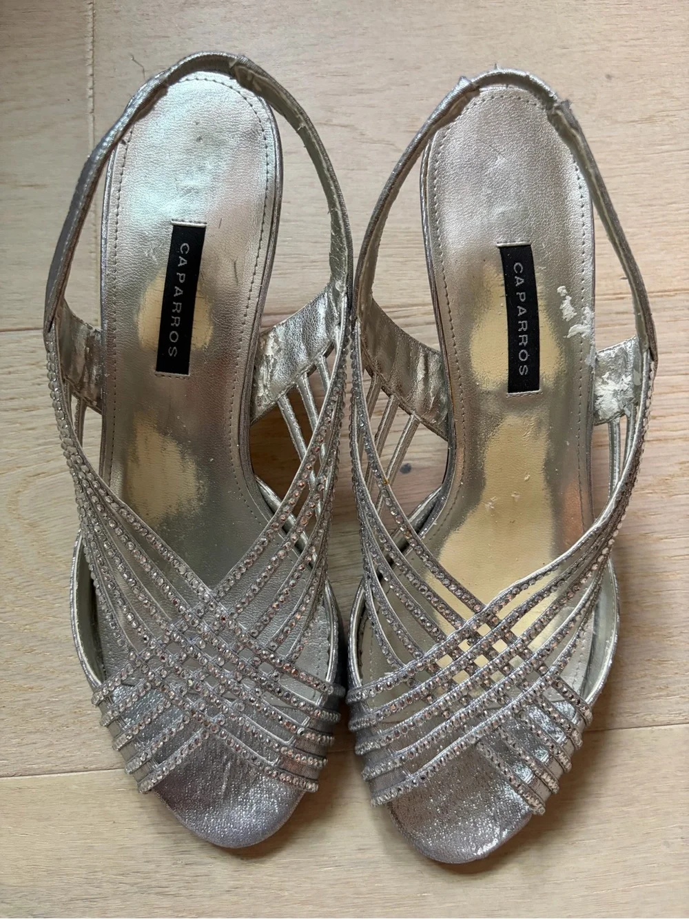 Caparros Silver Embellished Slingback Heels